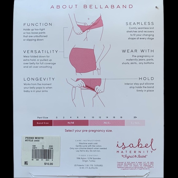 INGRID+ISABEL Bellaband - Maternity Medium/Large - Belly Band in Fresh White NWT - Picture 6 of 6